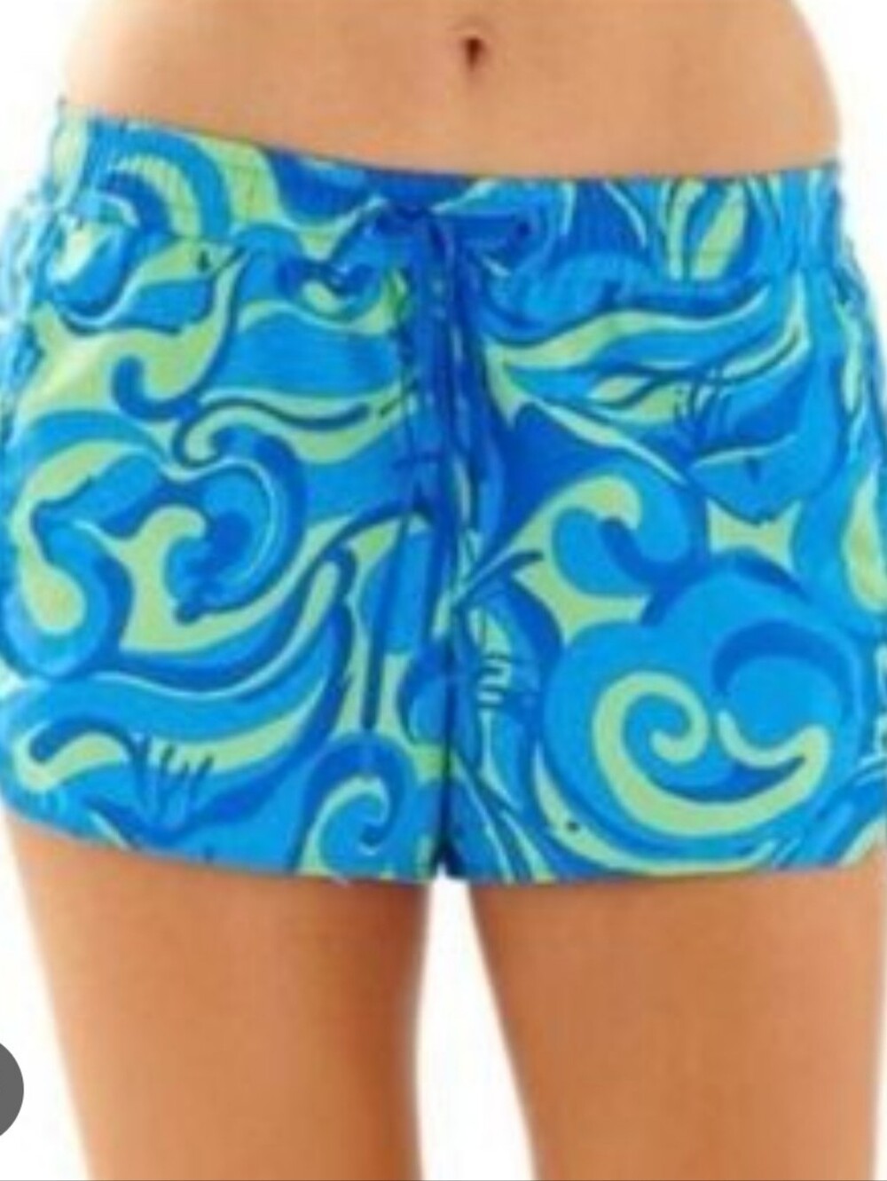 Lilly Pulitzer Women's Blue & Lime Swirl Print Athletic Shorts